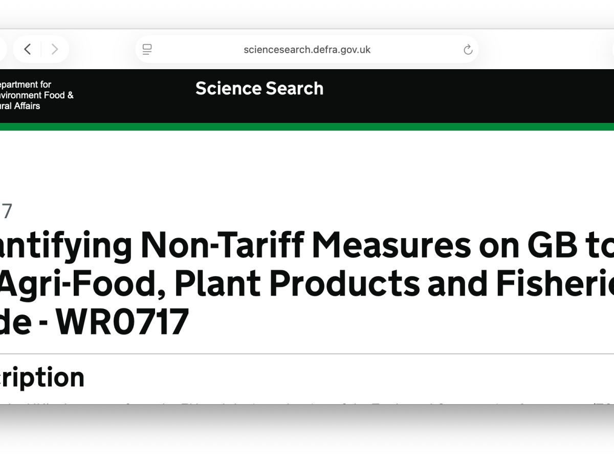 Measuring the impact of non-tariff measures in UK agri-food exports to the&nbsp;EU